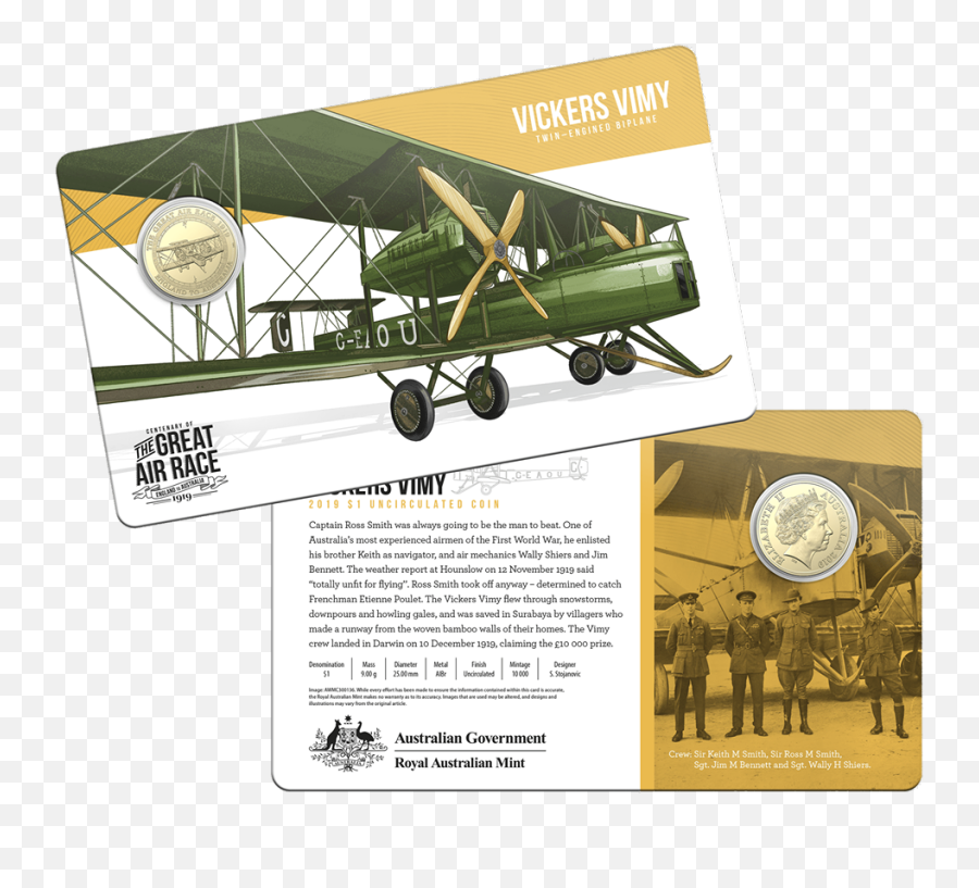 2019 1 Centenary Of The Great Air Race England To Australia - Air Transportation Emoji,Plane And Note Emoji