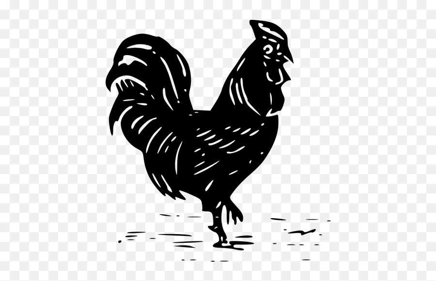 Black Silhouette Of A Rooster - Cock Fowl Black And White Png Emoji,Snowflake Emoji