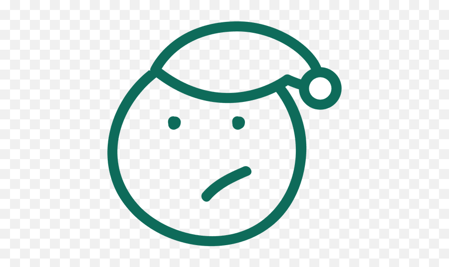 Frown Santa Claus Hat Face Green Stroke Emoticon 4 - Clip Art Emoji,Mistletoe Emoji