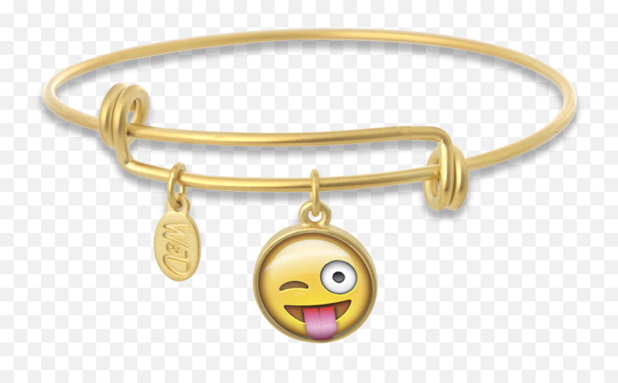Silly Winking Face Emoji Adjustable Bangle Bracelet - Smiley,Winky Face Emoji