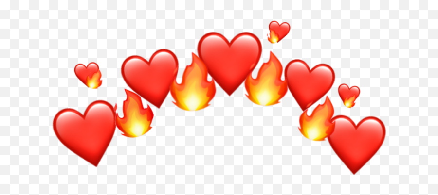 Red Emoji Heart Fire Crown Ftestickers - Fire Crown Emoji Png,Red Emoji