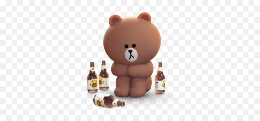 Brown 3d - Line Friends By Line Friends Corporation Teddy Bear Emoji,Beer Moon Emoji