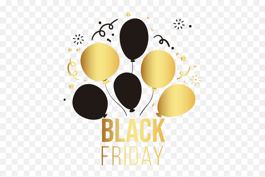 Golden And Black Balloons Stickers Black Friday - Baloons Black Friday Png Emoji,Golden Shower Emoji