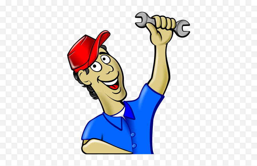 Vector Clip Art Of Mechanic With A Red - Mechanic Clipart With Black Background Emoji,Monkey Emoticon