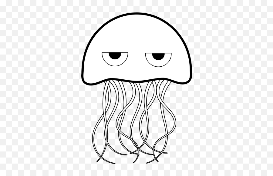 Jellyfish Vector Drawing - Outlines Of Cartoon Animals Emoji,Fox Emoji