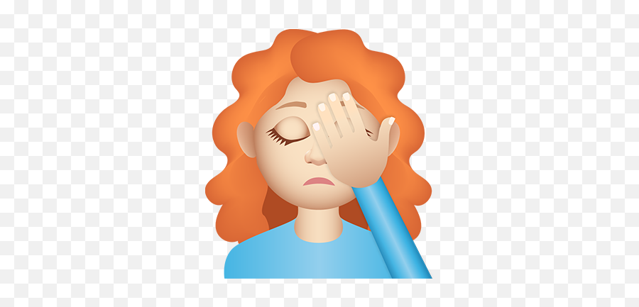 Gingermoji Kristina Caizley - Red Head Face Palm Emoji,Palm To Forehead Emoji