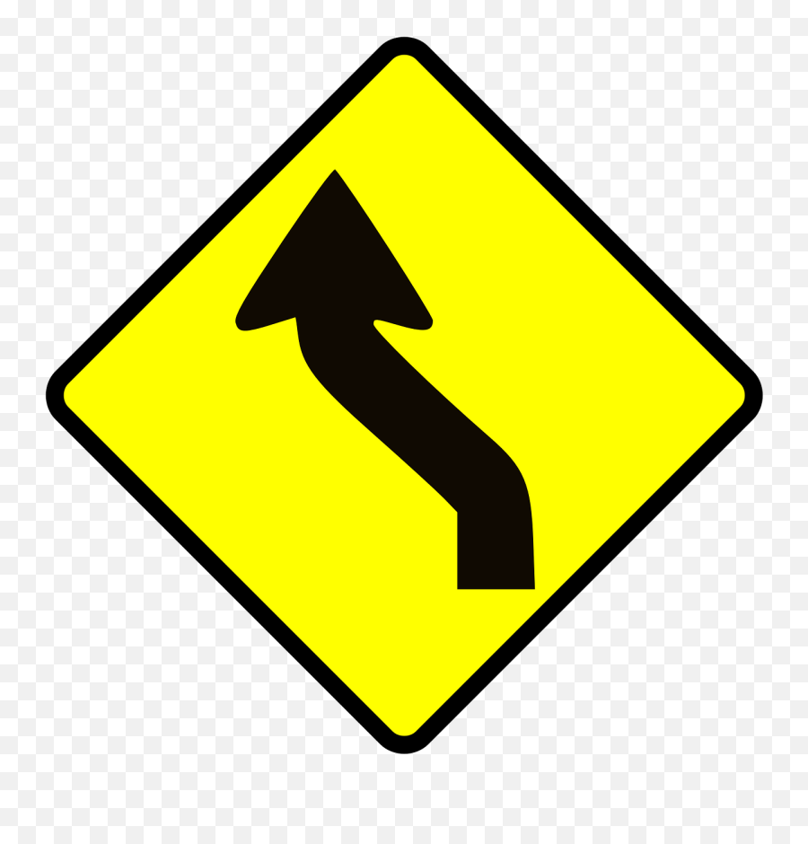 Curve Warning Road Danger Sign - Zig Zag Road Sign Emoji,Emoji Clothes At Rainbow