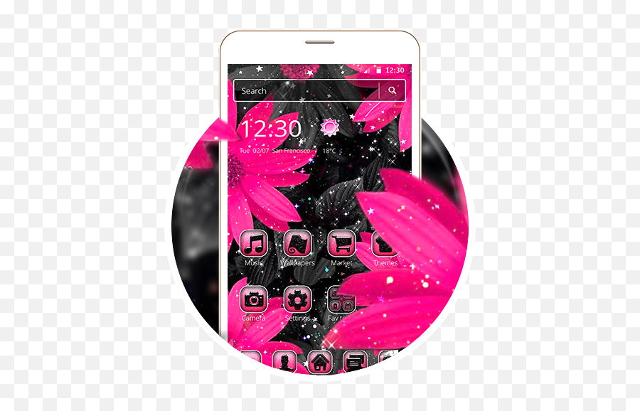 Black Pink Flower Theme - Mga App Sa Google Play Smartphone Emoji,Pink Flower Emoji