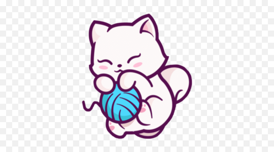 White Whitecat Cat Yarn Sticker By U2022u2022 - Cute Playful Kitten Backgrounds Emoji,White Cat Emoji