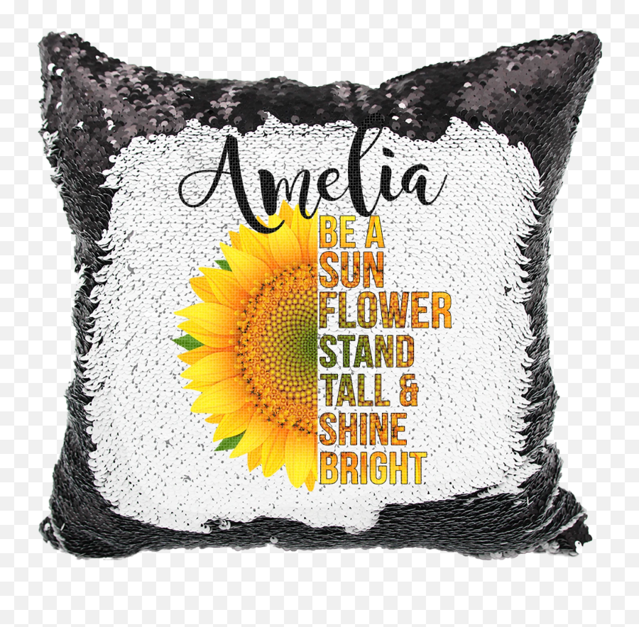 Handmade Personalized Be A Sunflower Quote Reversible Sequin Pillow Case - Almohada Magica Dia Del Padre Emoji,Happy Emoji Pillow