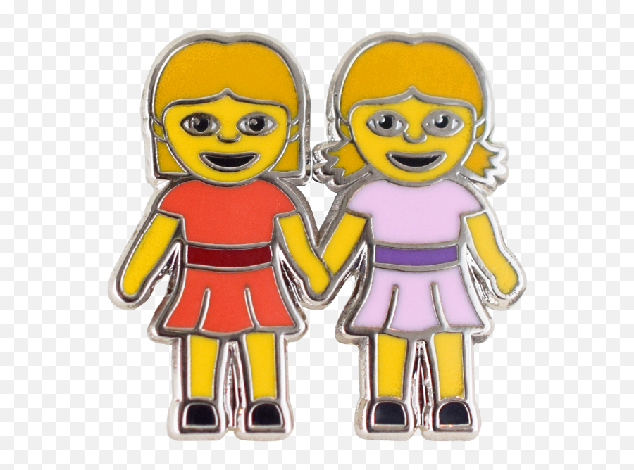 Download Girls Holding Hands Emoji Pin - Cartoon,Holding Hands Emoji