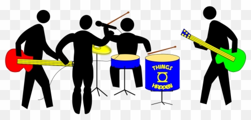 Band Drum Guitar Music Pedestrian - Music Ensemble Clipart Png Emoji,Drum Roll Emoticon