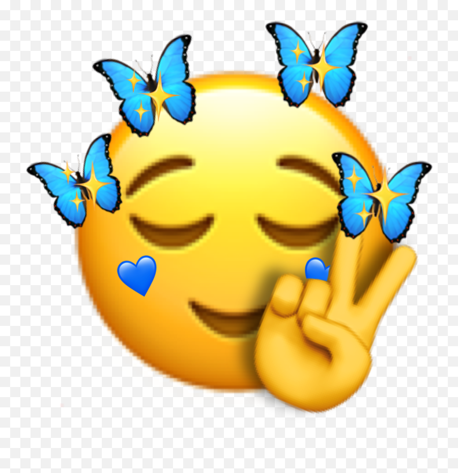 Freetoedit Butterfly Art Emoji Blue - Emoji Face With Butterfly,Butterfly Emoticon
