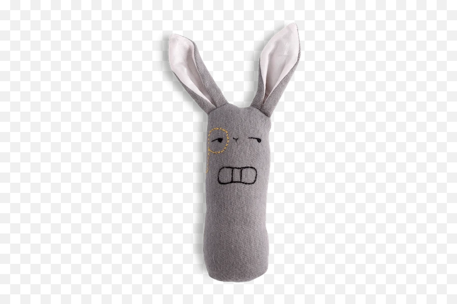Monocle Bunny Rattle - Gray Boy Stuffed Toy Emoji,Monocle Emoticon