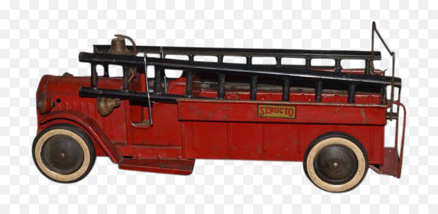 Old Structo Fire Truck W Ladders And Bell Pressed - Double Commercial Vehicle Emoji,Fire Truck Emoji