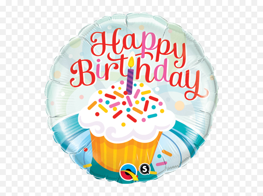18 Happy Birthday Cupcake U0026 Sprinkles Qualatex Foil - Cupcake Emoji,Emoji Cupcake Cake