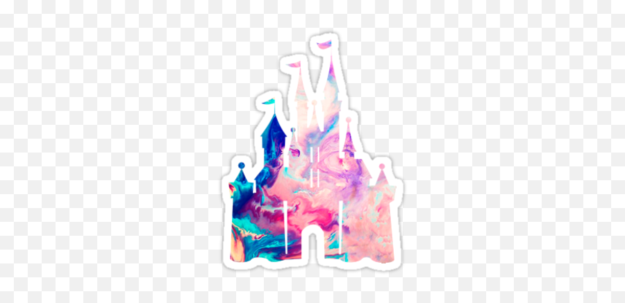 Rainbow Castle - Watercolor Disney Castle Sticker Emoji,Castle Book Emoji