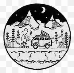 Camper Camping - Cute Aesthetic Stickers Black And White Emoji,Camper Emoji