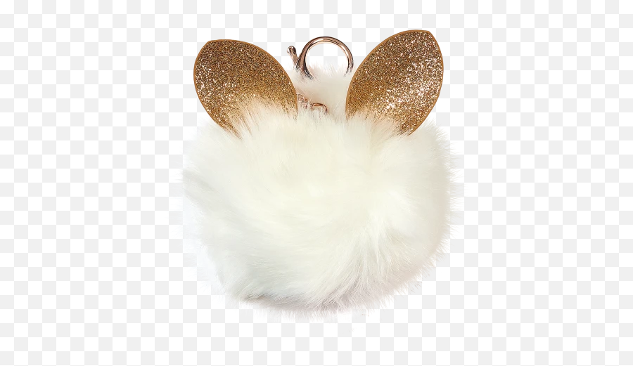 Glitter Ears Furry Pom - Pom Clip White Metal Emoji,Gold Chain Emoji