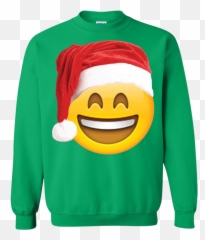 Emoji Christmas Shirt Smiley Face - Santa Hat