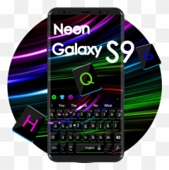 Black Neon Keyboard For Galaxy S9 - Office Equipment Emoji