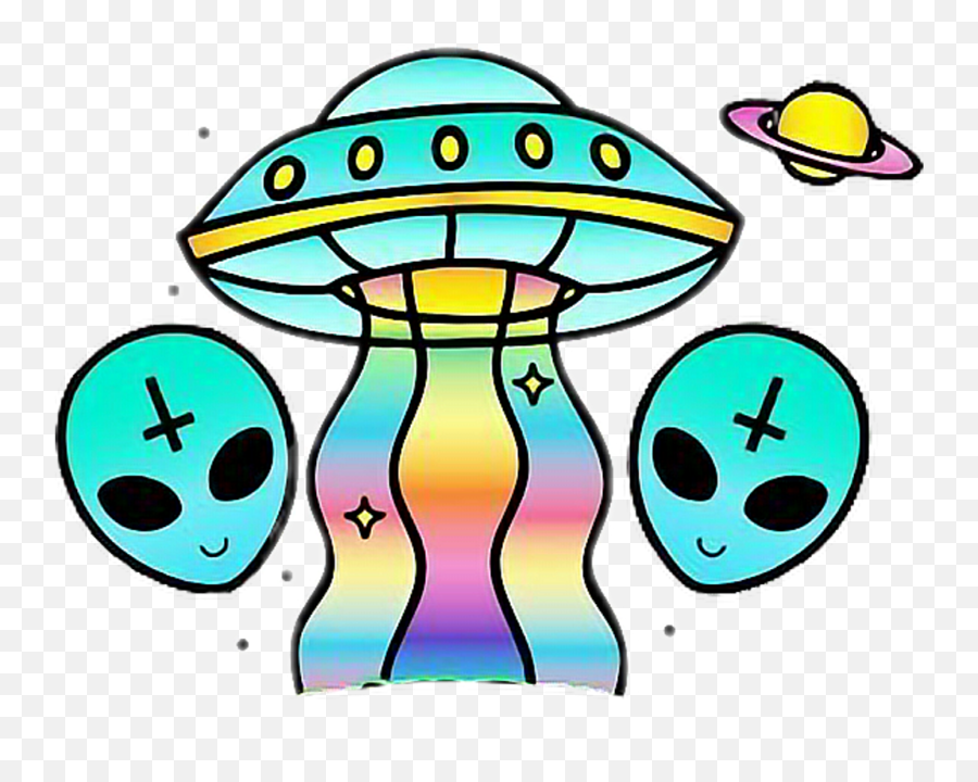 Alien Ovni Cool Rainbow Girl Tumblr - Wish You Were Weird Sticker Emoji,Alien Emoji Tumblr