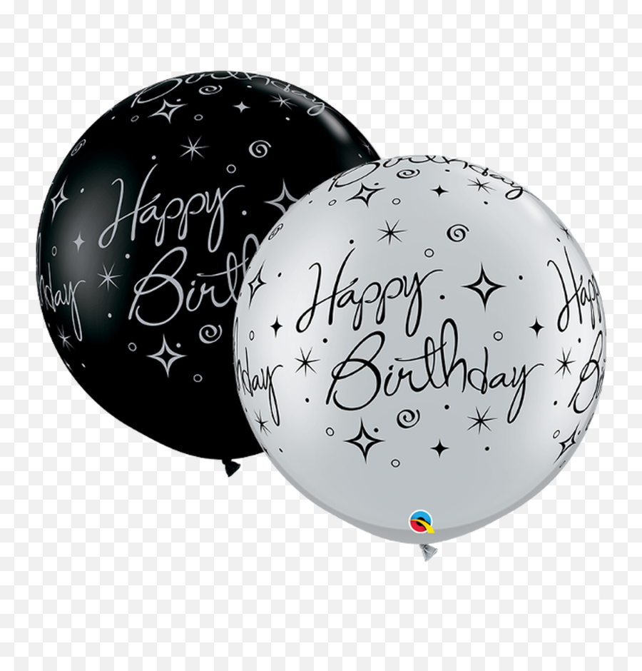 Happy Birthday Sparkles Swirls Black - Ballon Happy Birthday Latex Qualatex Emoji,Chocolate Swirl Emoji