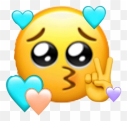Love Cute Emoji Heart Eyes Blue Purple Pink Aesthetic - Emoji Meme,Emoji With Heart Eyes