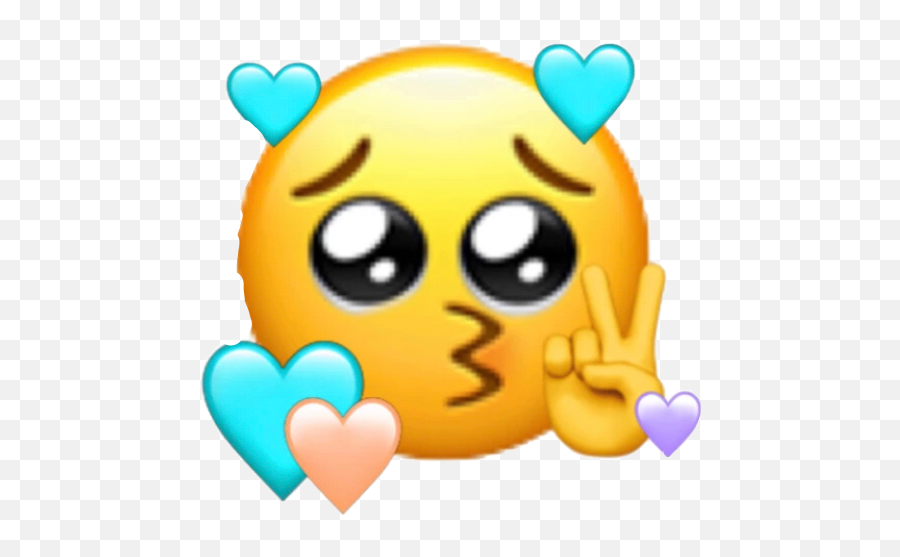 Love Cute Emoji Heart Eyes Blue Purple Pink Aesthetic - Emoji Meme,Emoji With Heart Eyes