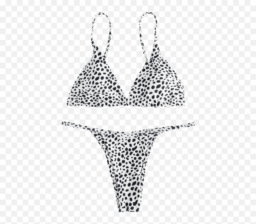 Zaful Printed Tie String Bikini Set - Bikini Transparent Black And White Dot Bikini Emoji,Emoji Bathing Suit
