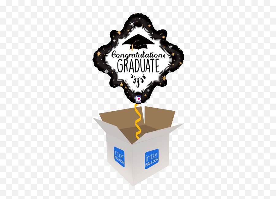 Stirlingshire Helium Balloon Delivery In A Box Send - Congrats Graduate Emoji,Cardboard Box Emoji