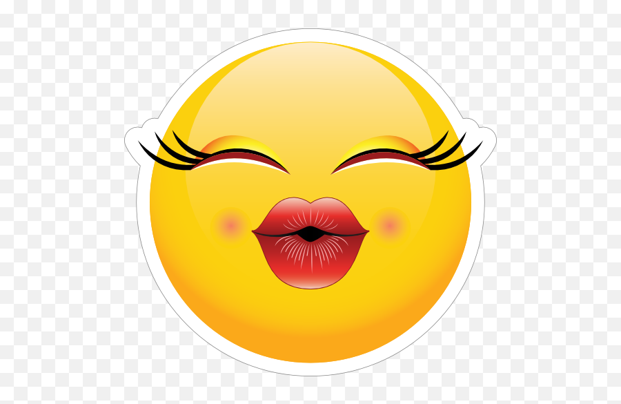 Cute Puckered Lips Emoji Sticker - Emoji With Lips,Eyelash Emoji