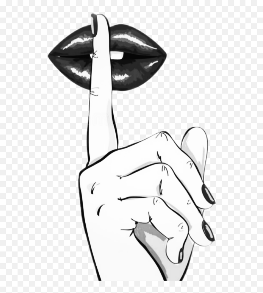 Secret Hush Shh Shhh Sticker Tumblr Aesthetic Black Whi - Shh Secret Drawing Emoji,Hush Emoji