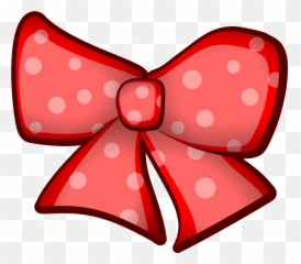 Ribbons Red Knot Dots White - Hair Bow Clip Art Emoji