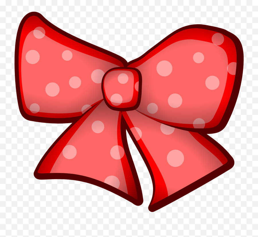 Ribbons Red Knot Dots White - Hair Bow Clip Art Emoji,Emoji Party Favors