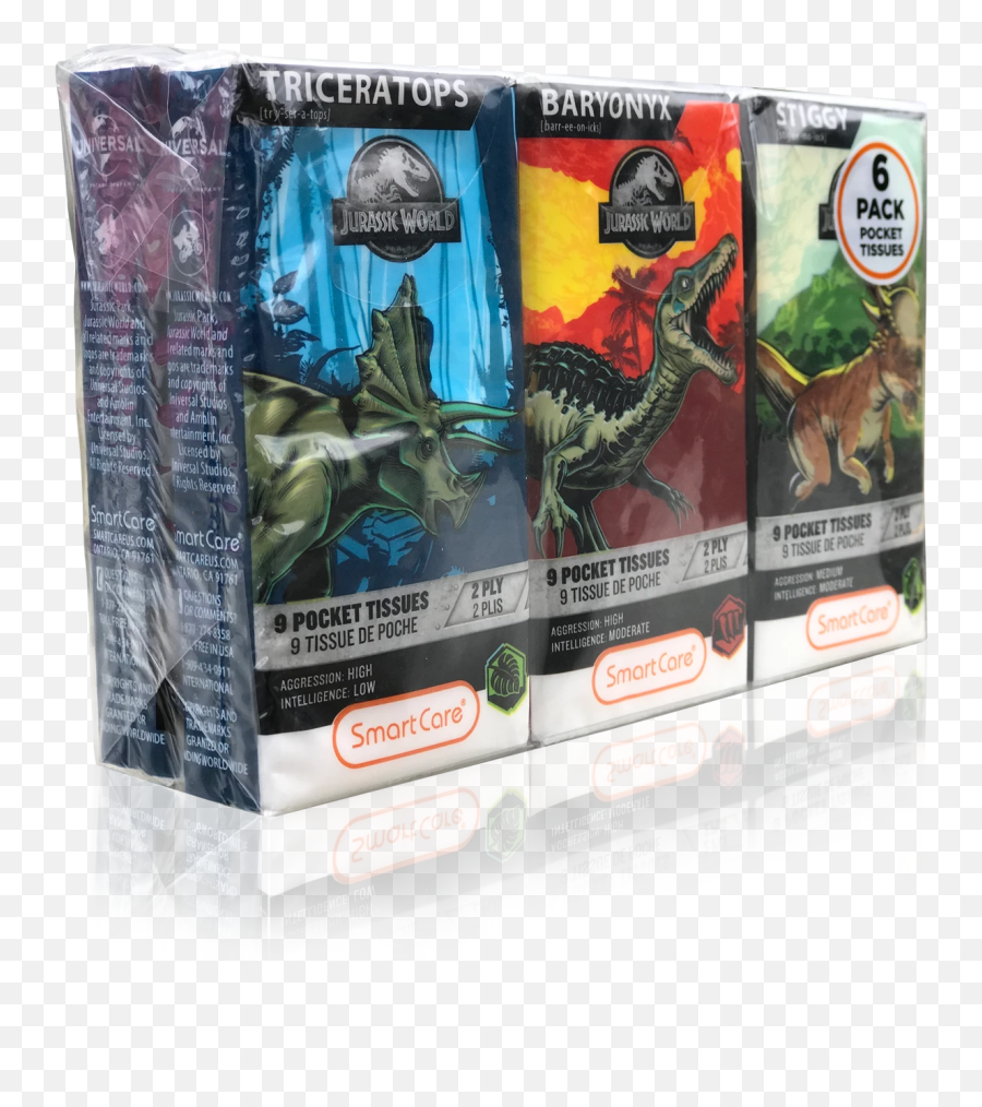 Smart Care Jurassic World Pocket Facial Tissues 6 Pack New - Action Figure Emoji,Velociraptor Emoji