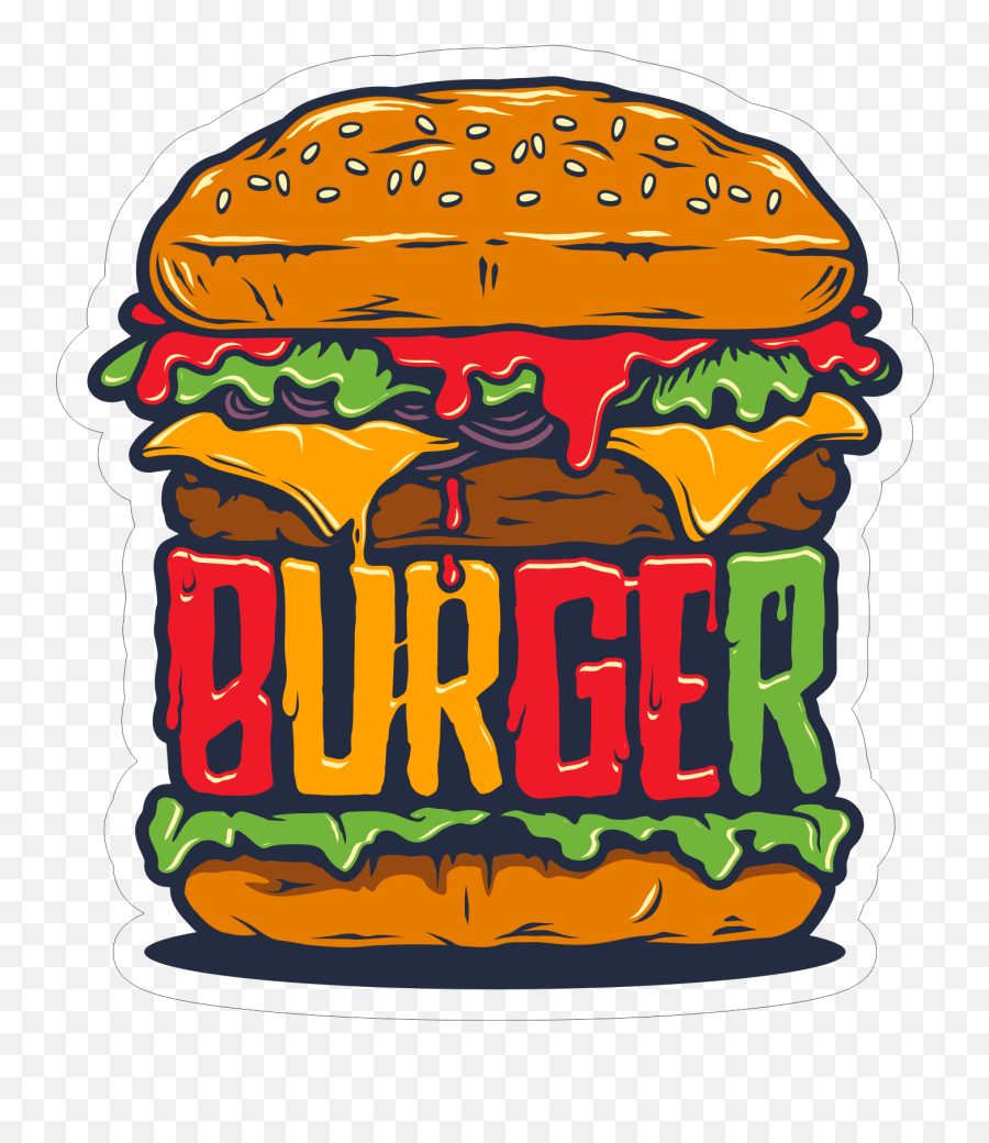 Burger Vector Sticker Free - Sticker Burger Emoji,Cheeseburger Emoji