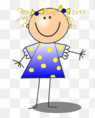 Vector Drawing Of Smiling Female Stick Figure - Girl Clipart Emoji