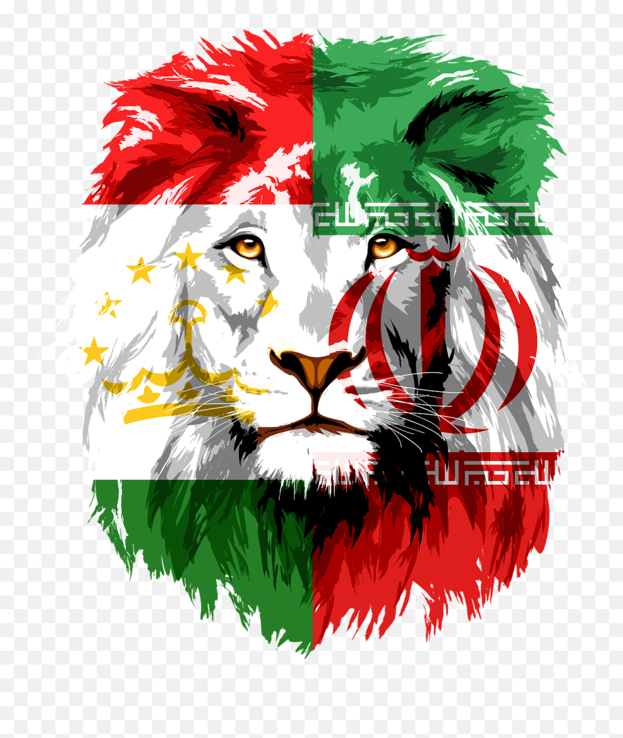 Lion Iran Tajikistan Afghanistan India - Lion Face Png Art Emoji,Iran Flag Emoji