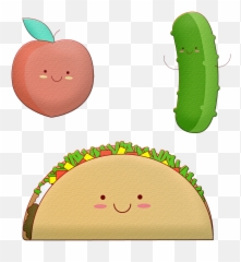 Kawaii Food Taco Pickle - Food Emoji,Peach Emoticon