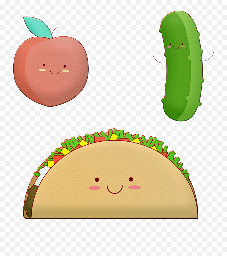 Kawaii Food Taco Pickle - Food Emoji,Peach Emoticon