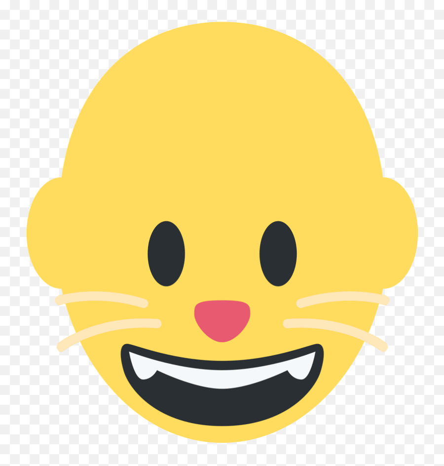 Bald Grinning Cat Face - Happy Emoji,Cat Face Emoji
