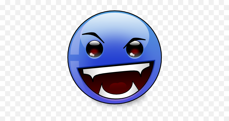 Emotion - Evil Blue Smiley Face Emoji,Evil Emoticon
