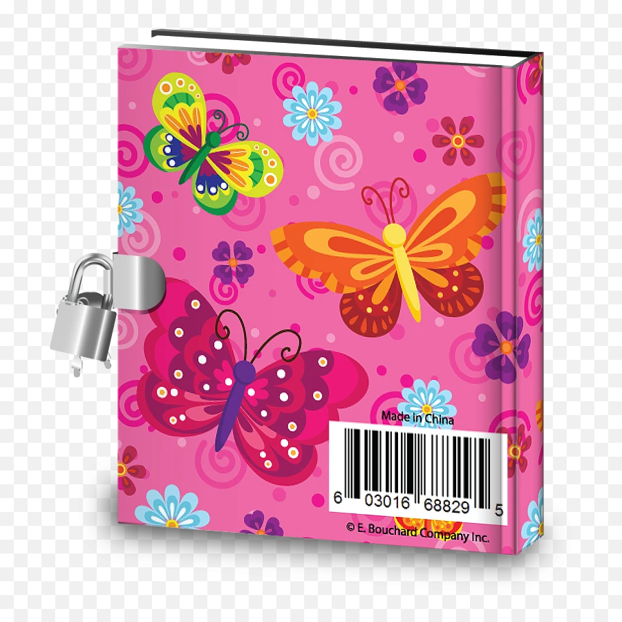 Gift Idea Pink Butterfly Kids Diary With Lock - Butterfly Emoji,Butterfly Emoji