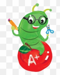 Back To School Giant 33 Worm Apple Balloon - Apple Cartoon Clipart Transparent Emoji,Worm Emoji