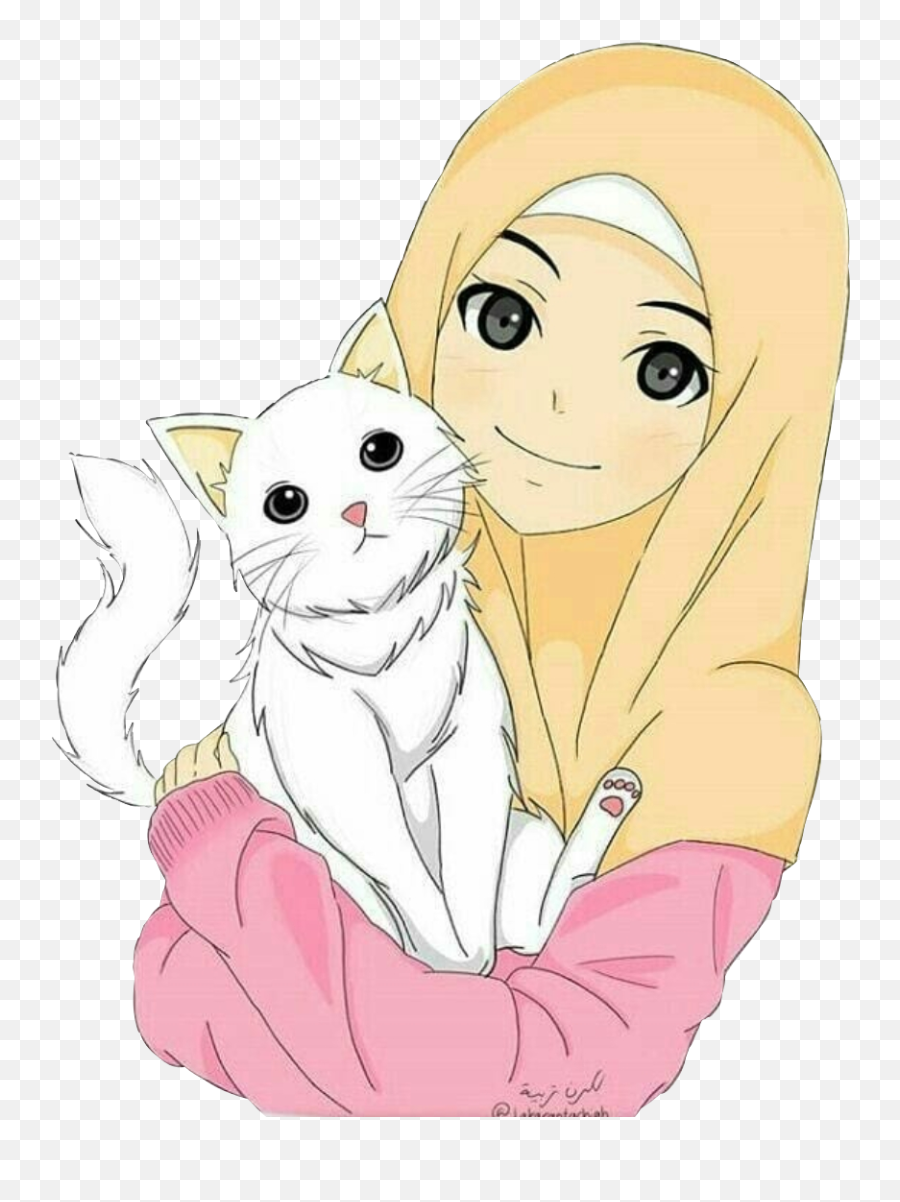 Largest Collection Of Free - Toedit Muslim Stickers On Picsart Hijab Girl Cartoon With Cat Emoji,Muslim Emoji