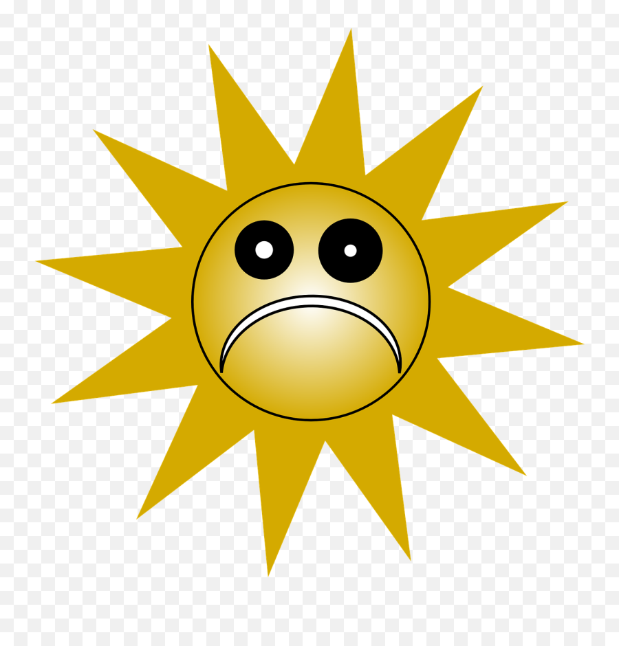 Sun Unhappy Heat Summer Free Vector Graphics - Sad Sun Png Clipart Emoji,Sun Emoticon