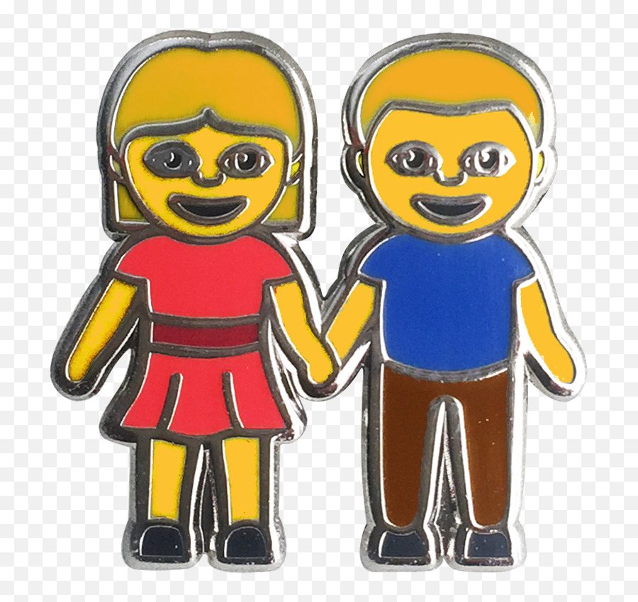 Download Couple Holding Hands Emoji Pin - Cartoon,Holding Hands Emoji