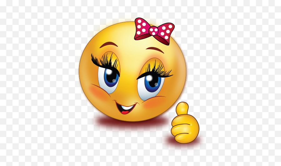 Cheer Happy Girl Thumb Up Emoji - Smiley Emoji,Emoji Thumbs Up