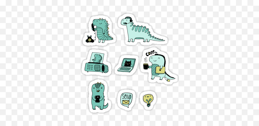 Communication Dinosaurs Sticker Stickers Kawaii - Call Center Dinosaur Emoji,Dinosaur Emoji Text